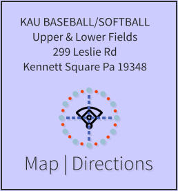 Map | Directions KAU BASEBALL/SOFTBALL  Upper & Lower Fields 299 Leslie Rd Kennett Square Pa 19348